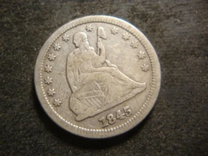 1845/5 VF Bold Seated Liberty Quarter Nice Coin FLX - Picture 1 of 2