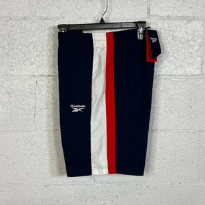 Reebok Men's Ivy League Reg-Fit Colorblocked Crinkled Shorts Red/navy/white L - Picture 1 of 3