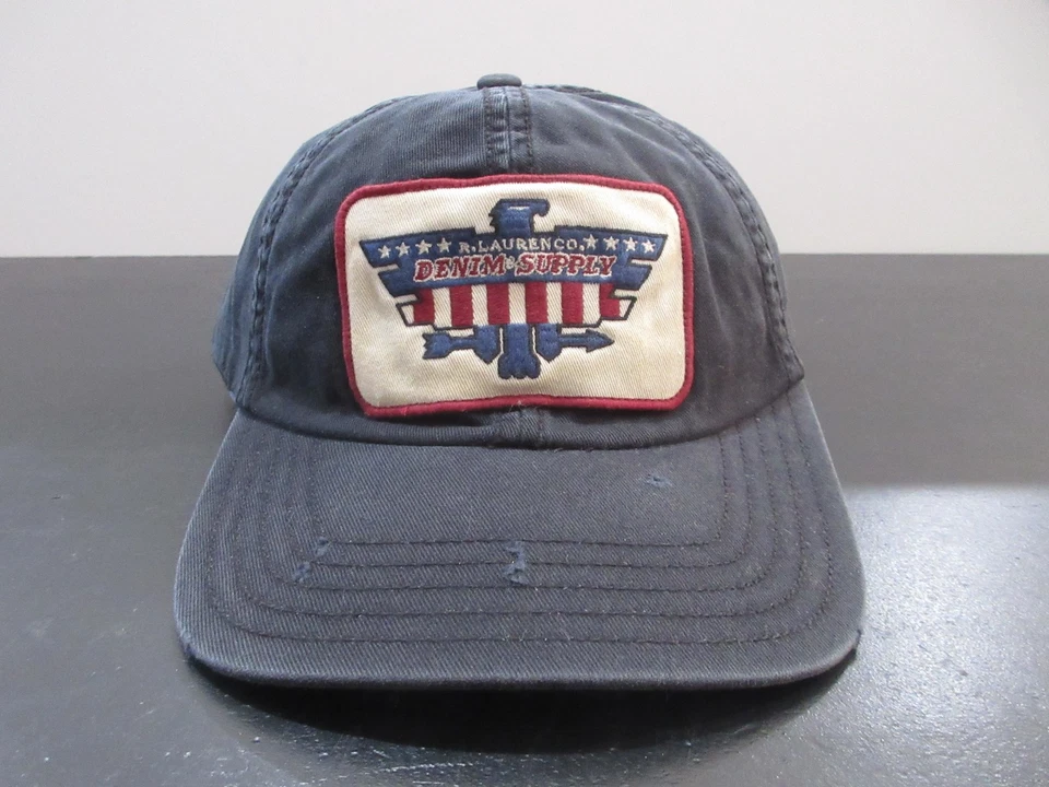 Ralph Lauren Polo Sombrero Gorra Correa Trasera Negro Denim y Suministro Águila Ajustable Para Hombres Foto 1 de 4