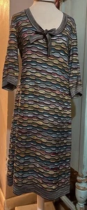 Vestido De Colección Missoni Multicolor Tejido Geométrico Nylon Viscosa Mezcla Talla 14 Italia - Imagen 1 de 13