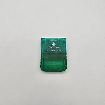 Official Clear Green Sony Playstation PS1 Memory Card SCPH-1020 Tested Tracked - Image 1 of 2