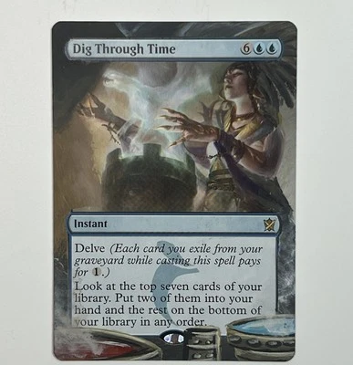 Dig Through Time Altered Hand Painted MTG Alter Khans, Commander Legacy Staple - Image 1 of 2