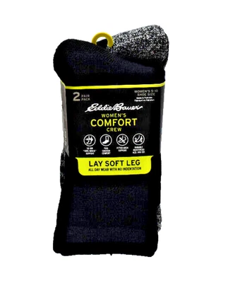 Eddie Bauer Mujer Cómodos 2 Pares Calcetines Crew Talla Única Negro Marl ¡Nuevos! Nuevo con etiquetas Foto 1 de 4