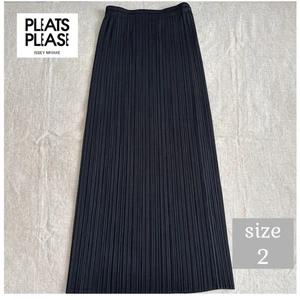 PLEATS PLEASE ISSEY MIYAKE Black Pleated Long Skirt Size 2 From Japan USED - Picture 1 of 8