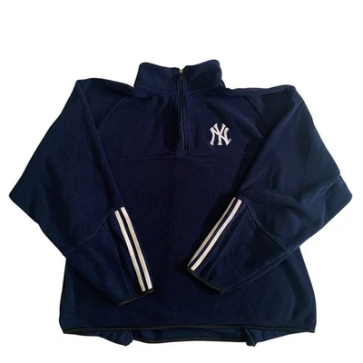 Adidas Men's Size 2XL New York Yankees 1/4 Zip Baseball Fleece Pullover Sweater - Image 1 of 4