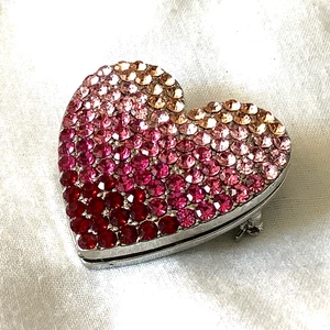 Ombré Rosa Strass Herz Brosche Anstecknadel Pave 133 Steine 1 1/2 x 1 1/2" - Bild 1 von 4