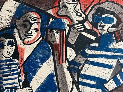 Sabine Linge Signierter numm. Original Siebdruck - 25 Ex - 1979 DDR Fußballfans - Bild 1 von 4