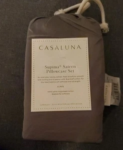 Casaluna Supima Sateen Pillowcase Set King Dark Grey - Picture 1 of 5