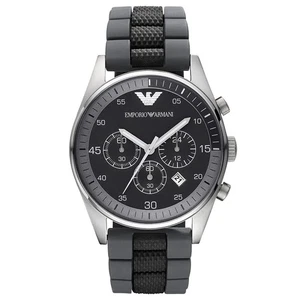 NEW GENUINE EMPORIO ARMANI SPORTIVO AR5866 BLACK DIAL SILICONE STRAP MEN'S WATCH - Picture 1 of 1