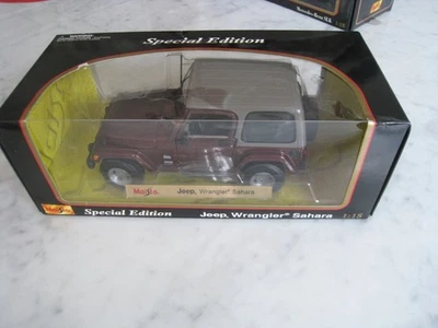 Maisto Jeep TJ Sahara Limited Edition 1:18 Scale Model Car - Red Burgundy - Image 1 of 4