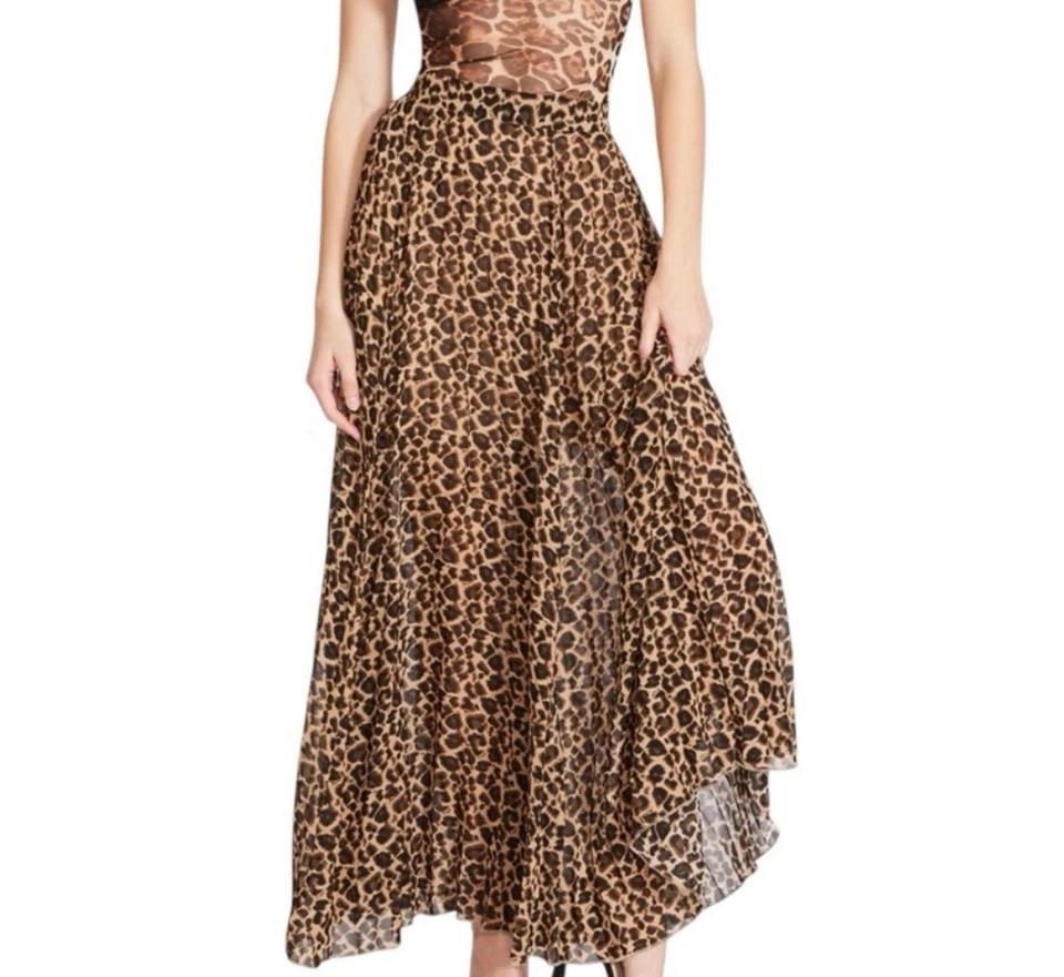 Maxi falda plisada de leopardo Wild Thing de Betsey Johnson para mujer nueva con etiquetas talla pequeña Foto 1 de 4