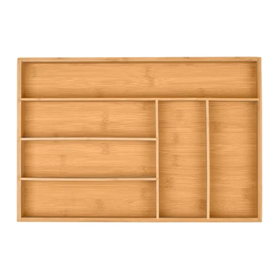 Cutlery tray cutlery drawer drawer insert 6 compartments bamboo cutlery compartment - Image 1 of 4