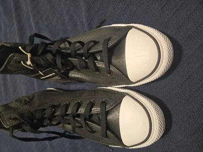 Converse Chuck Taylor All Star, Custom Blacl Perforated Leather, Comfort Soles. - Image 1 of 4