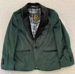 Opposuits Deluxe boys size 5 Green faux velvet suit coat blazer X-mas Dinner NEW - Picture 1 of 10