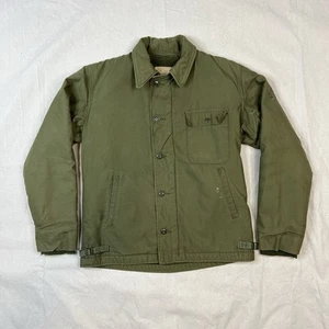 Vtg 70s US Navy Permeable A-2 Cold Weather Deck Jacket Repaired Stencil Size M - Picture 1 of 14