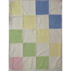 Manta bebé recién nacido pastel retazos amarillo verde azul rosa niños Lovey Sherpa - Imagen 1 de 4