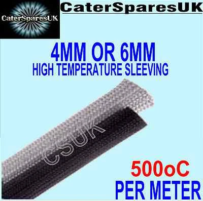CATERSPARES UK GANTRY LIGHT HIGH TEMP HEAT PROOF SLEEVING 500 DEG PER METER BLACK OR WHITE.