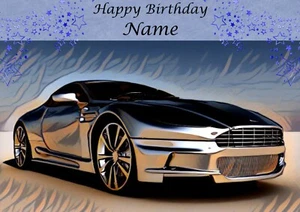PERSONALISED Birthday ASTON MARTIN classic car Card Husband Grandson Son OWN ART