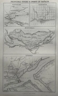 Оригинальная антикварная карта главных городов Канады 1850 г. от G.H. Swanston - Изображение 1 из 3