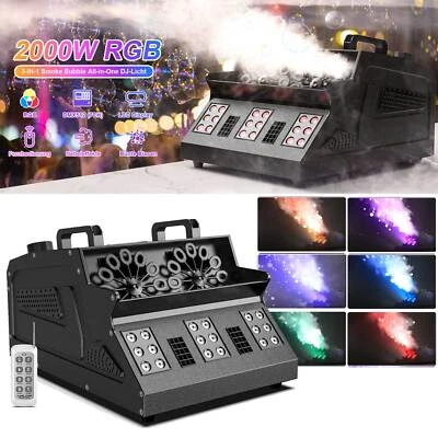 Nebbia​ Macchina Bolle di Sapone Bubble Fog Machine 2000W LED RGB DMX Festa Matrimonio - Immagine 1 di 4