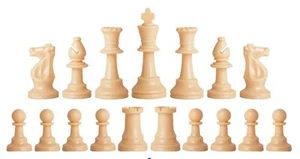 Staunton Single Weight Chess Pieces Half Set (17 Pieces) - Two Queens - Natural - Picture 1 of 2