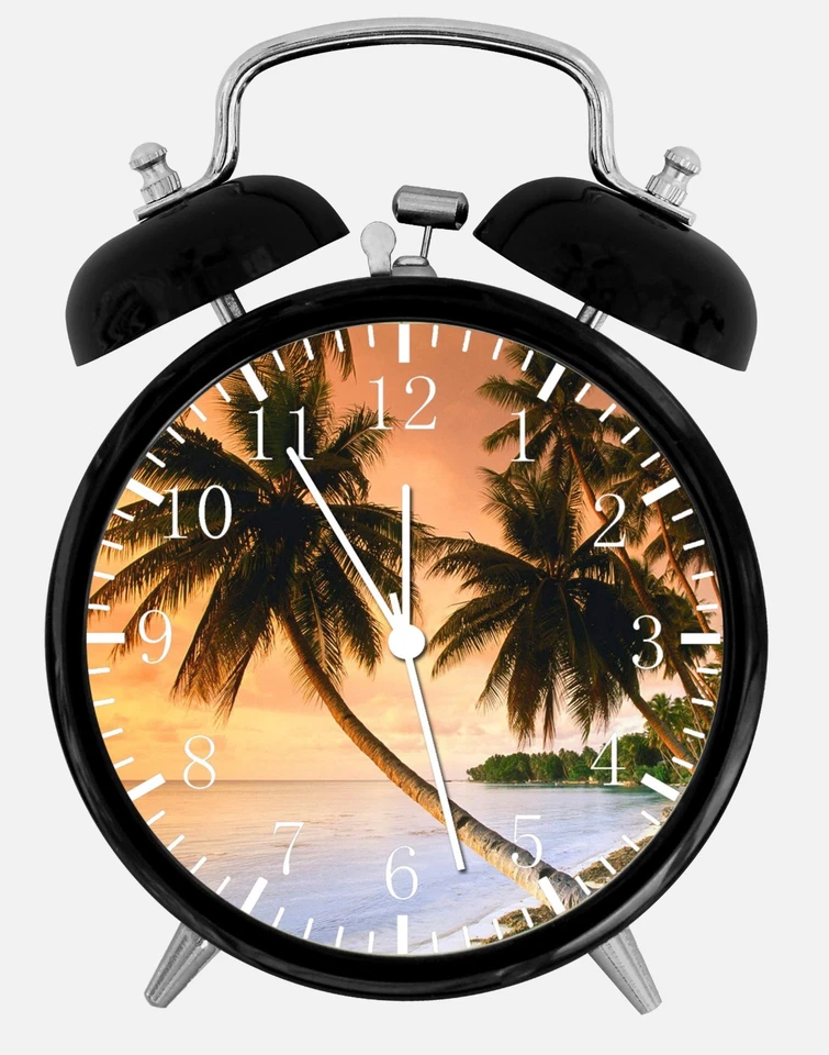 Palm Tree Sunset Beach Alarm Desk Clock 3.75" Home Office Decor Y34 Nice Gift - Image 1 of 1