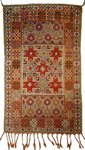 Handmade antique Moroccan Berber rug 3.2' x 5.5' ( 99cm x 168cm) 1900 - 1C292 - Picture 1 of 11