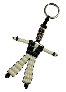 Portachiavi Fatto Calavera Testa Teschio Bianco Nepal #2396 - Picture 1 of 3