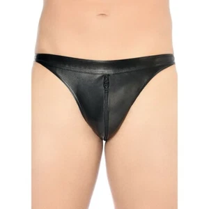 Patrice Catanzaro LUIGI Faux Leather Thong BLACK Haute couture Made in France - Bild 1 von 3
