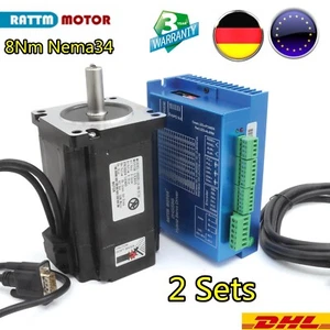 〖DE〗2 x Nema 34 Stepper Motor Driver Closed loop Servo Motor 8Nm L86x118mm φ14mm - Bild 1 von 12