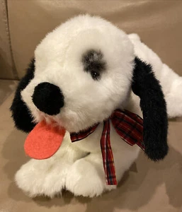 GUND White Holiday 16” Plush Puppy Dog Red Plaid Christmas Bow SOFT - Picture 1 of 9