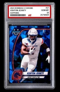 2024 Ashton Jeanty Bowman U Chrome Sapphire Rookie Card #17 Graded 10 - Picture 1 of 6