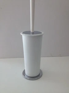 COLOMBO DESIGN art B2606-LINEA"VIVA" PORTA SCOPINO IN OTTONE CROMATO VASO BIANCO - Bild 1 von 2