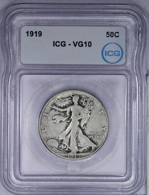 1919 Walking Liberty Half Dollar 50C ICG VG10 - Image 1 of 4