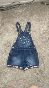 Girls Jordache Star Print Red White & Blue Denim Overalls Size 7/8 Medium - Picture 1 of 16