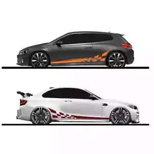 2x 220x25cm Car Side Body Graphics Decor Sticker Door Racing Stripe Vinyl Decals - Foto 1 di 36