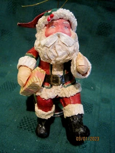 Vintage antike VOLKSKUNST Pappmache Weihnachtsmann sitzt auf Trommel 4-1/2 hoch Taiwan - Bild 1 von 13
