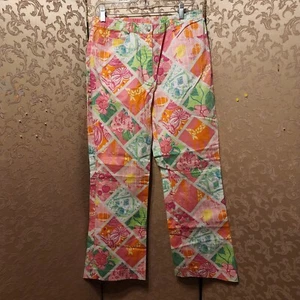 Lilly Pulitzer Multi-Color Floral Animals Faux Patchwork Pants Size 8 - Picture 1 of 6