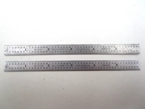 Vintage L.S. Starrett Co Nr. 303R & C303R 6" Maschinist dünner Stahl Taschenlineale - Bild 1 von 9
