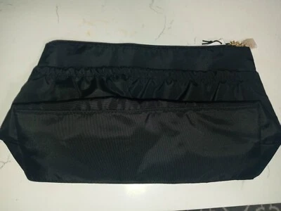 Bolsa de viagem Donna Karan DK Cosmetics preta com zíper maquiagem higiene pessoal pulseira NOVA - Imagem 1 de 4