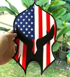 Spartan Labe Army Flag USA Tactical Warrior Embroidered Iron-On Sew-On patches - Picture 1 of 6
