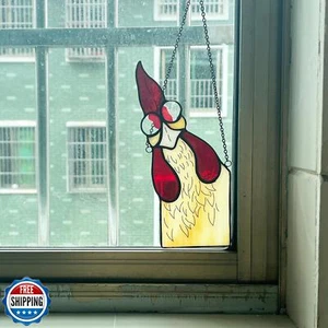 Guckender Hahn Buntglas Fenster hängend Sonnenfänger, Hühnerliebhaber Geschenk f - Bild 1 von 5