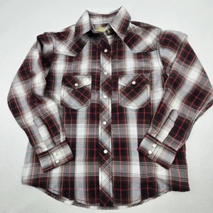 Cowgirl Legend Big Girls Size Large Pearl Snap Front Western Shirt Red Plaid - Picture 1 of 8