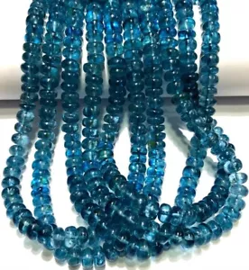 London Blue Topaz Smooth Rondelle Gemstone Beads For Jewelry Size 7-10mm 15 Inch - Picture 1 of 4
