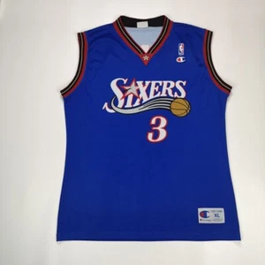 Vintage Iverson #3 Philadelphia 76ers 1999 2000 Champion NBA Basketball Jersey - Picture 1 of 12