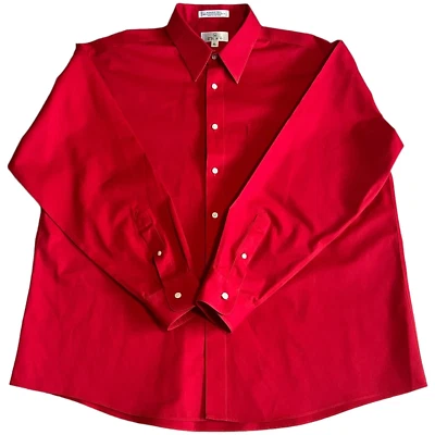 Camisa de vestir Enro roja manga larga sarga sin hierro, talla XL Foto 1 de 4