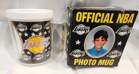 NIB-NOS-VTG  L.A. Lakers PHOTO Coffee Mug-Magic Johnson-🏀🏀🏀 Cover