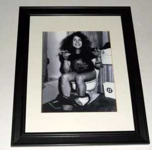 Framed Ozzy Osbourne 1984 Tour b/w on Toilet Beer and Cigarette 1984 14" by 17" - Picture 1 of 3