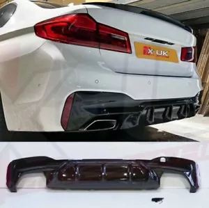 PARA BMW SERIE 5 G30 G31 M5 ESTILO PARACHOQUES TRASERO DIFUSOR NEGRO BRILLANTE CENEFA - Imagen 1 de 4