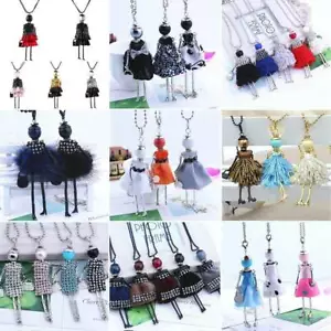Mode Frauen Mädchen Puppe Schmuck Kristall Strass Pullover Anhänger Halskette - Bild 1 von 18